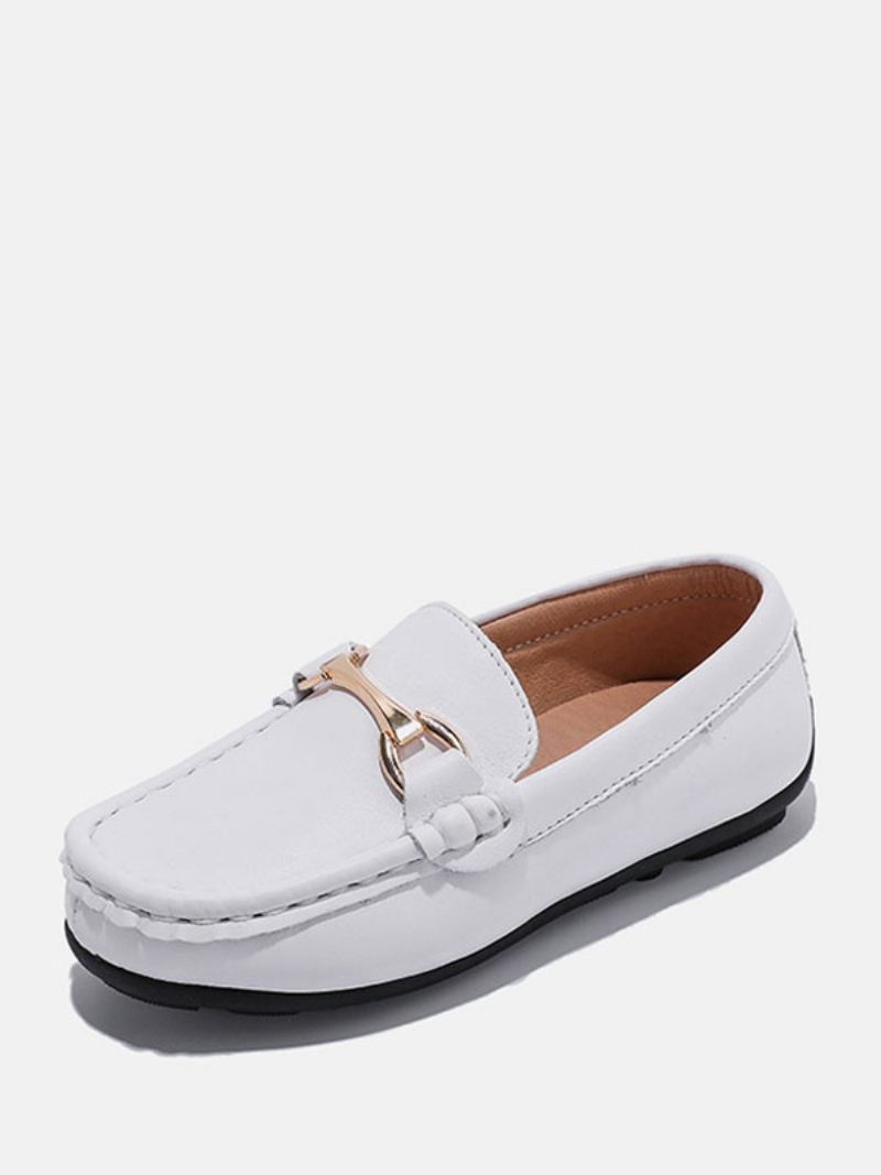 Poikien Loaferit -kengät Musta Pyöreä Toe Slip On Causal Loafers - Valkoinen