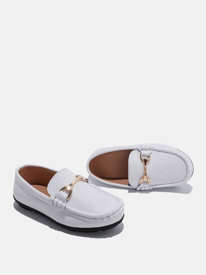 Poikien Loaferit -kengät Musta Pyöreä Toe Slip On Causal Loafers - Valkoinen