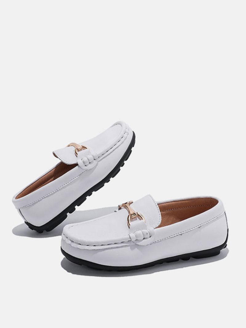 Poikien Loaferit -kengät Musta Pyöreä Toe Slip On Causal Loafers - Valkoinen