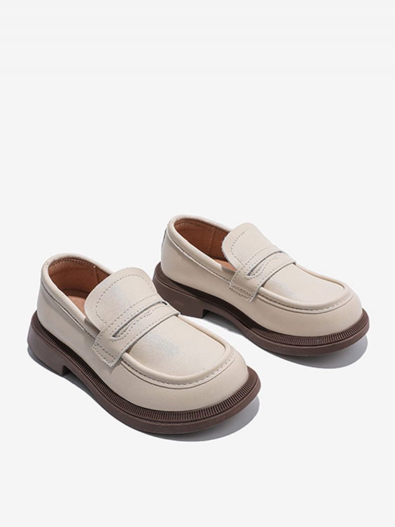 Poikien Loaferit -kengät Valkoinen Pyöreä Toe Slip On Causal Party Pojalle - Beige