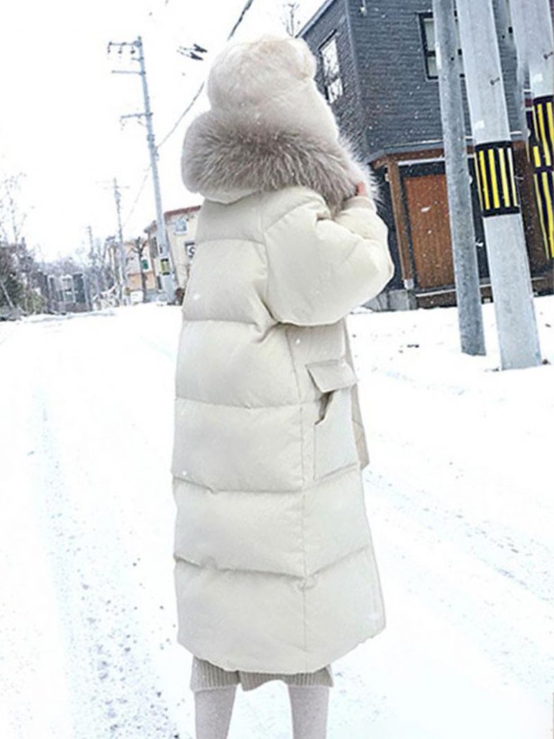 Naisten Puffitakit Ecru White Thicken Winter Outerwear - Beige