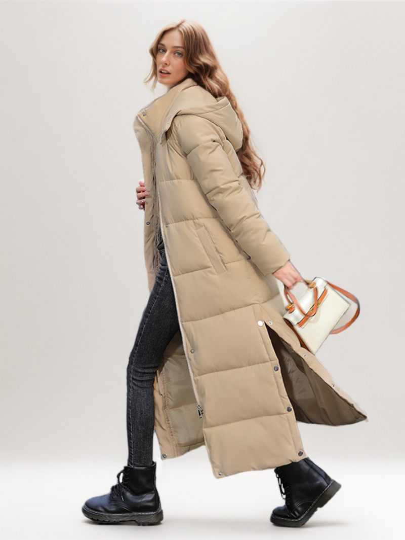 Puffer Coats Ecru White Winter Pitkät Päällysvaatteet Naisille - Khaki