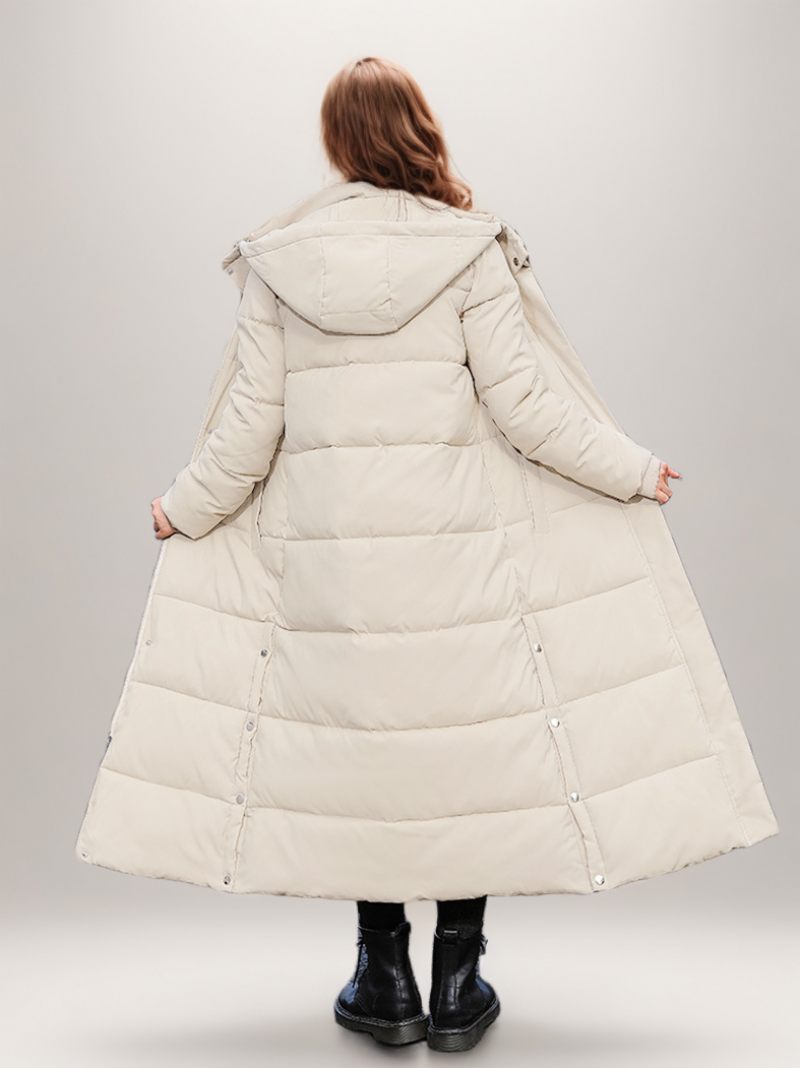 Puffer Coats Ecru White Winter Pitkät Päällysvaatteet Naisille - Beige