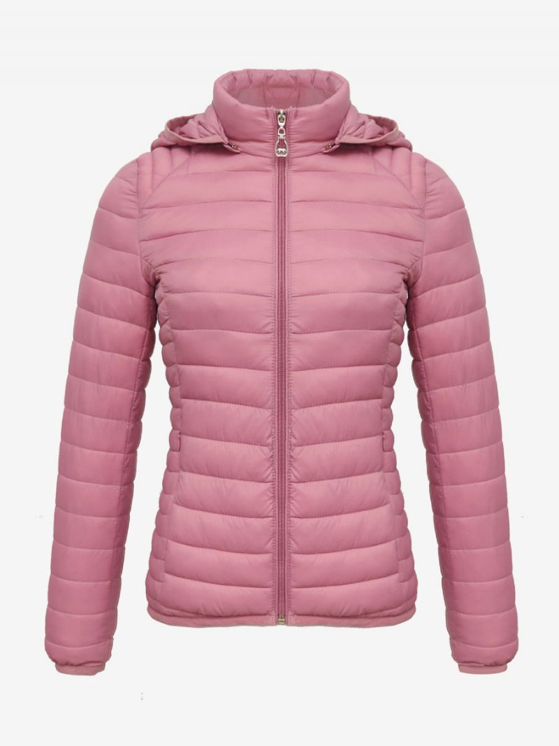 Puffer Coats Vaaleanpunainen Hupullinen Puuvilla Talvi Lämmin Päällysvaatteet Naisille - Cameo Pink