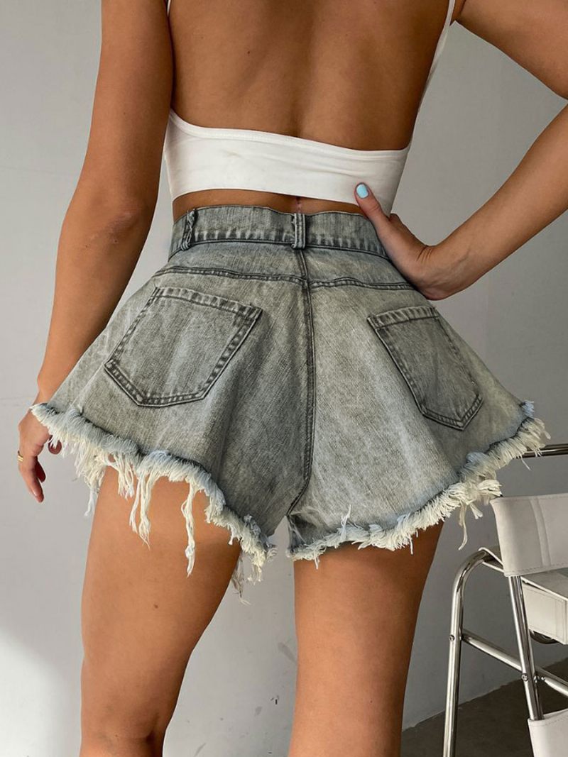 Naisten Shortsit Fringe Denim Cowboy Botts - Vaalea Taivaansininen