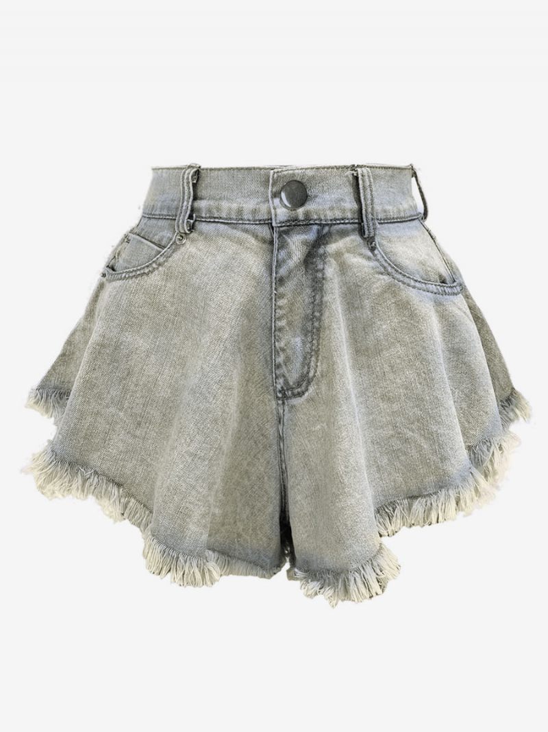 Naisten Shortsit Fringe Denim Cowboy Botts - Vaalea Taivaansininen