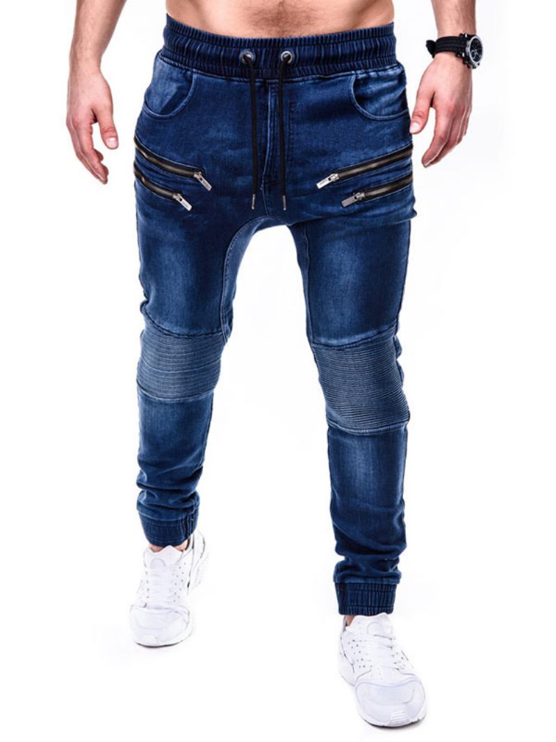 Miesten Farkut Chic Distressed Antiikki Design Skinny Blue Denim Pants