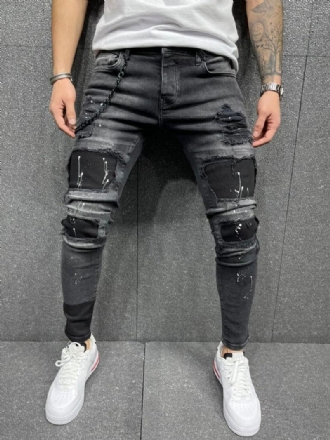 Miesten Farkut Muotifarkut Chic Distressed Antique Design Skinny Black