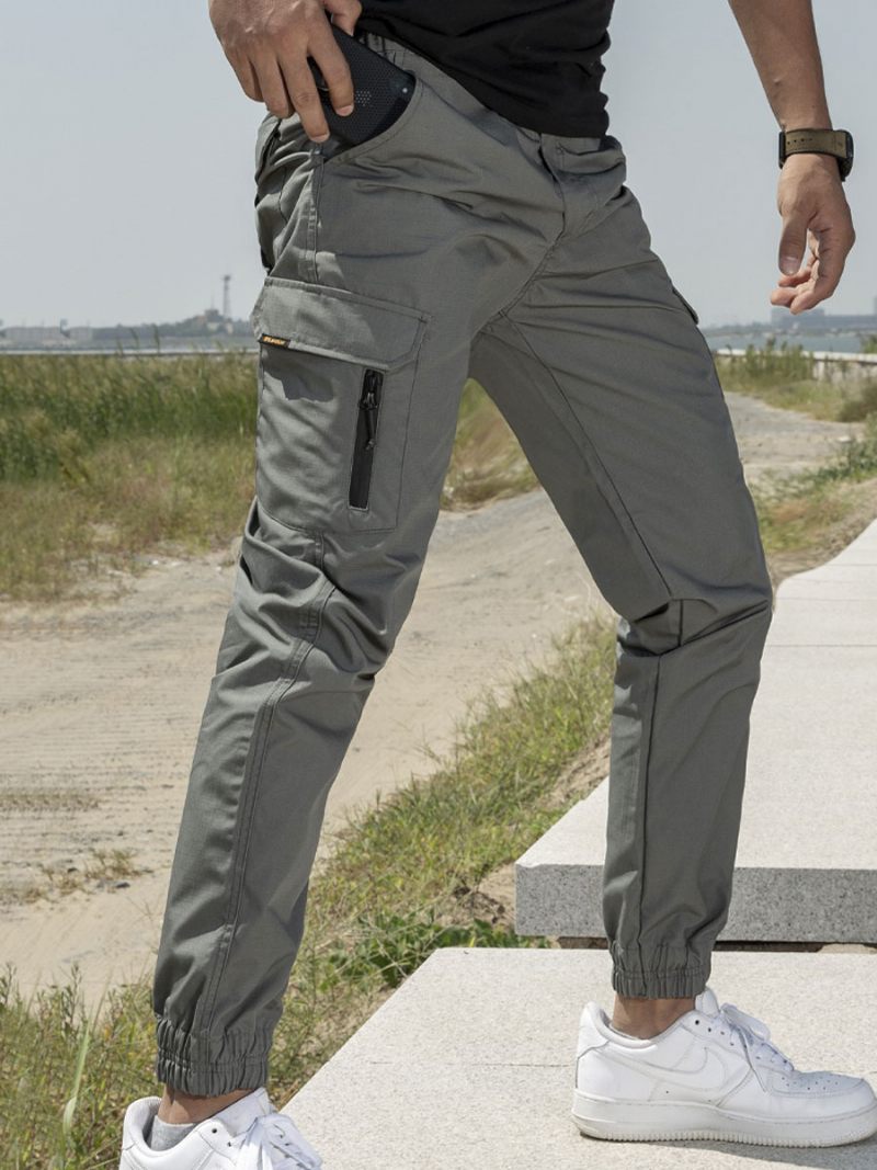 Miesten Housut Mukavat Natural Waist Straight Cargo Pant Vihreät