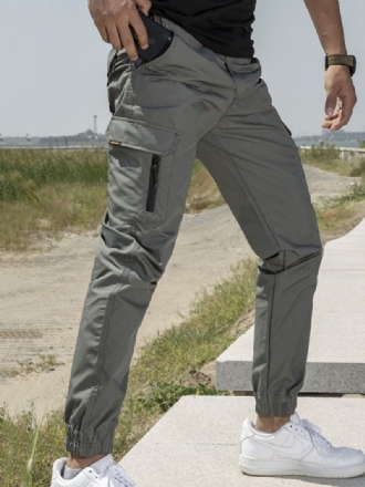 Miesten Housut Mukavat Natural Waist Straight Cargo Pant Vihreät