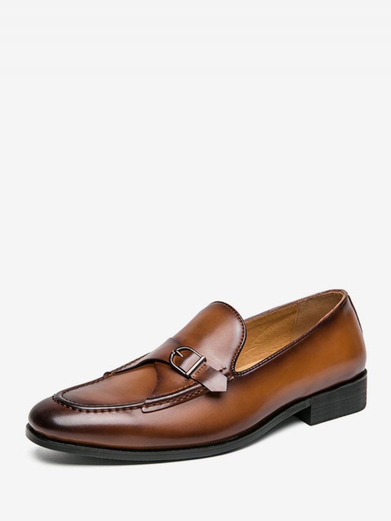 Mekkokengät Miehille Tyylikäs Pyöreävarvas Monk Strap Slip-on Pu-nahkaa