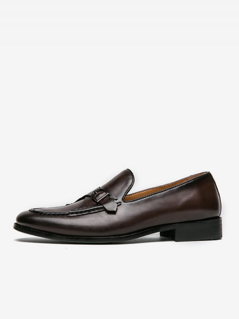 Mekkokengät Miehille Tyylikäs Pyöreävarvas Monk Strap Slip-on Pu-nahkaa - Syvänruskea