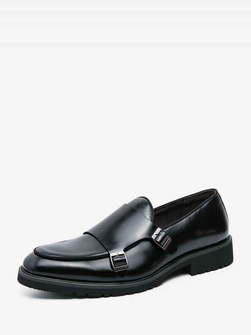 Miesten Mekkokengät Moderni Pyöreävarvas Monk Strap Slip On Kengät - Musta