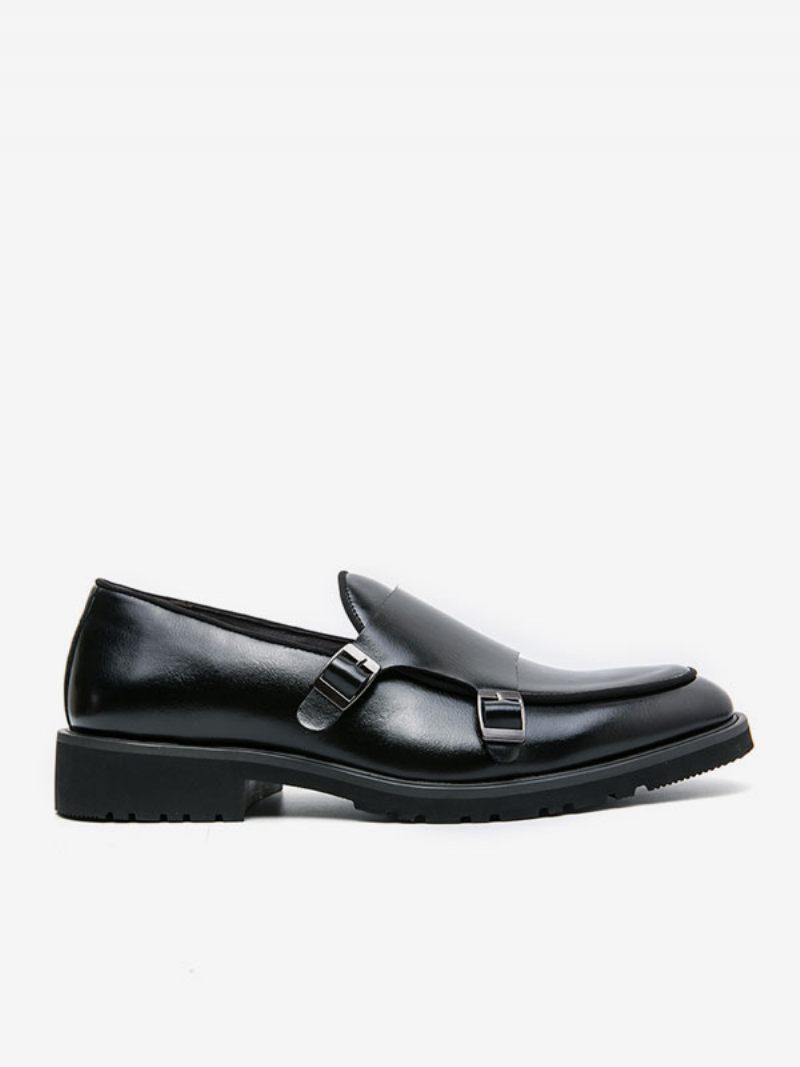 Miesten Mekkokengät Moderni Pyöreävarvas Monk Strap Slip On Kengät - Musta