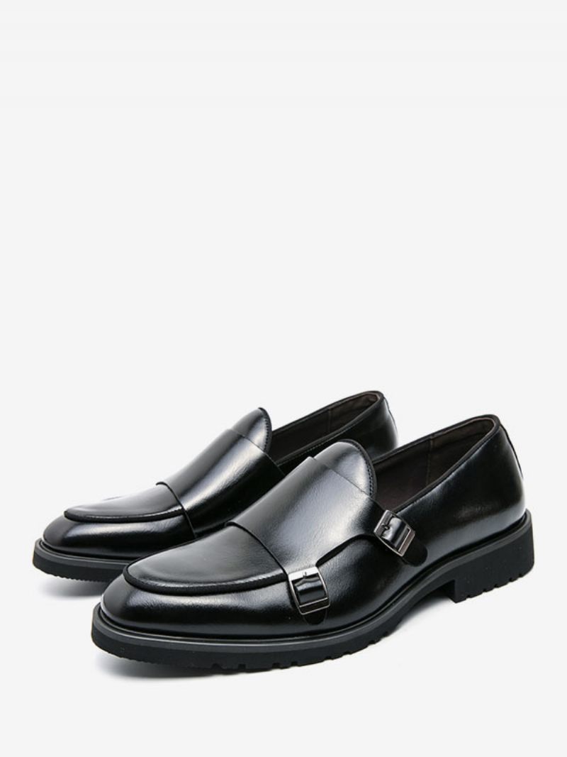 Miesten Mekkokengät Moderni Pyöreävarvas Monk Strap Slip On Kengät - Musta