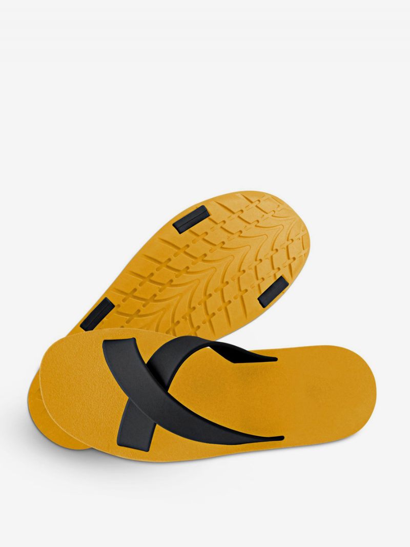 Miesten Sandaalit Slip-on Color Block Flat Tossut - Keltainen