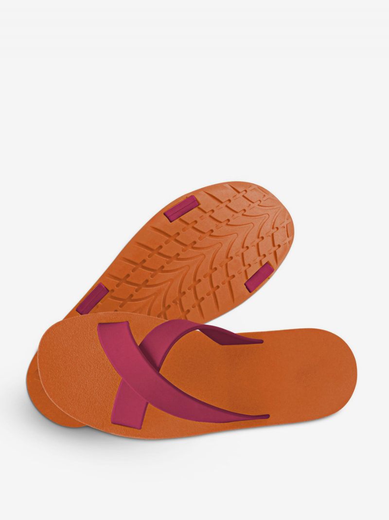 Miesten Sandaalit Slip-on Color Block Flat Tossut - Oranssi