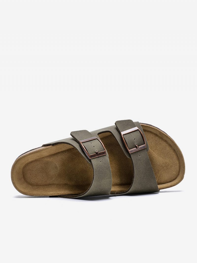 Miesten Sandaalit Slip-on Color Block Pu-nahkainen Halkiopohja - Kahvinruskea