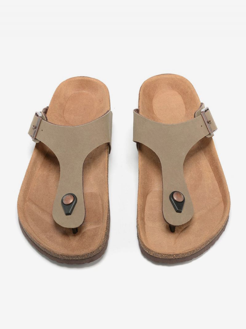 Miesten Sandaalit Slip-on Tossut Litteät - Khaki