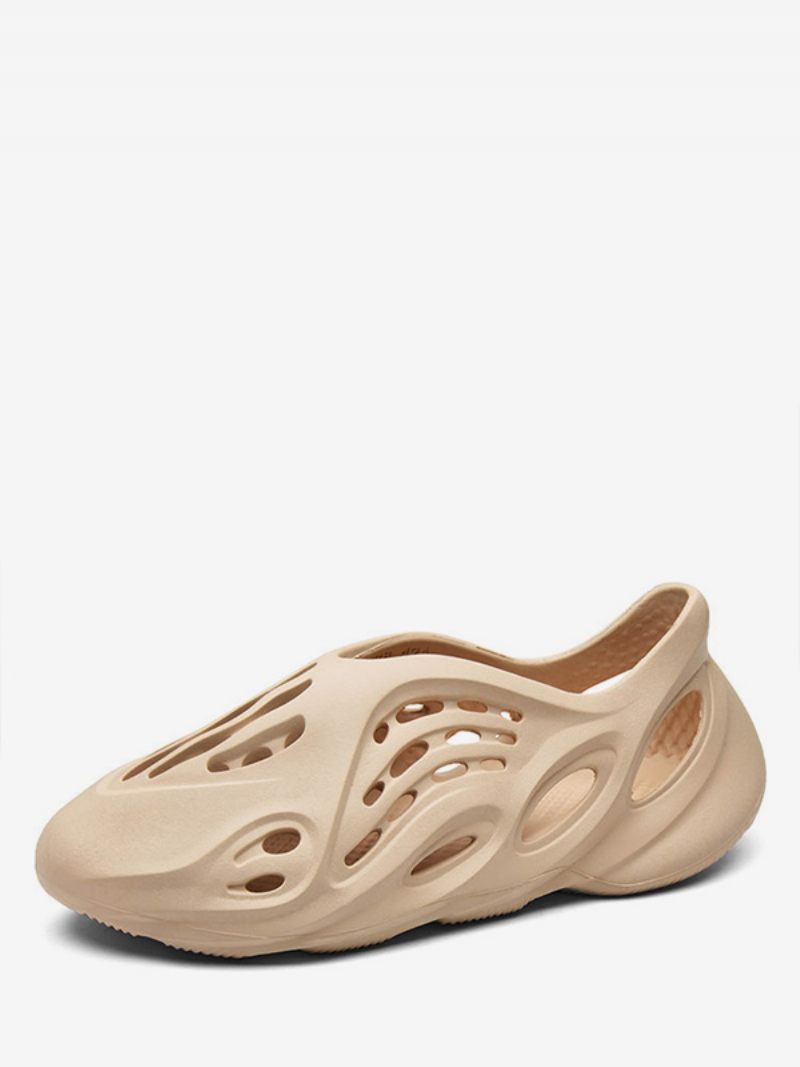 Miesten Slip-on Artwork Nahkaiset Kumipohjaiset Kesäsandaalit - Beige