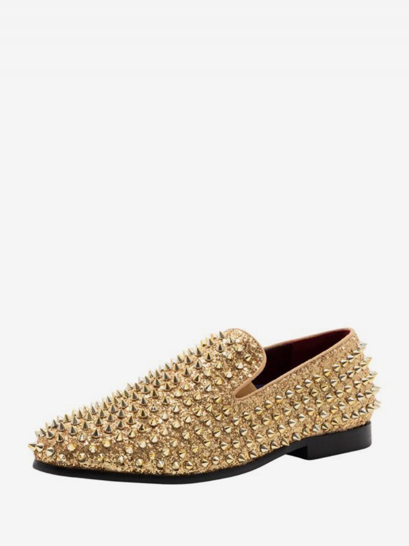 Loafer-kengät Miehille Paljetetuilla Glitter-piikit Niitit Slip-on Prom Party -hääkengät - Kulta