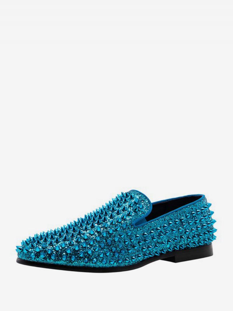 Loafer-kengät Miehille Paljetetuilla Glitter-piikit Niitit Slip-on Prom Party -hääkengät - Teal