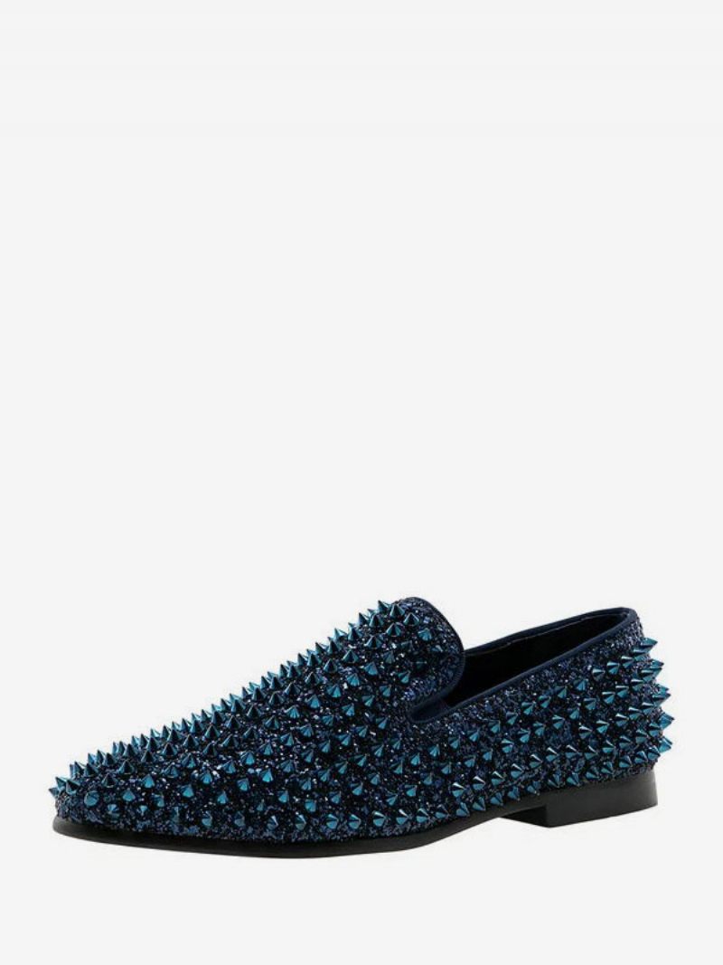 Loafer-kengät Miehille Paljetetuilla Glitter-piikit Niitit Slip-on Prom Party -hääkengät - Tummansininen