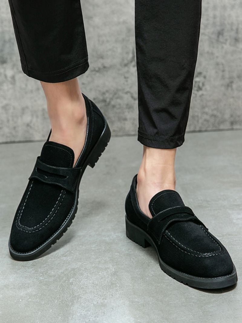 Loafer-kengät Miehille Pu-nahkainen Munkkihihna Slip-on Prom Party -kengät - Musta