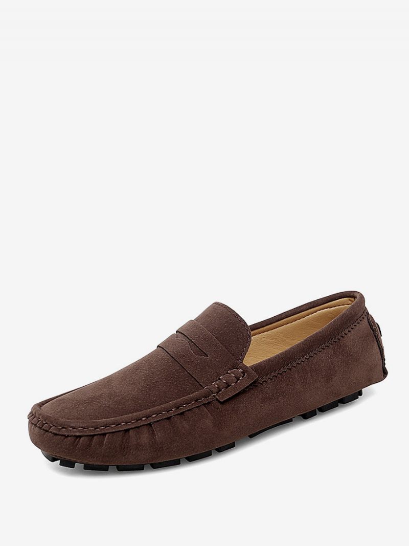 Loafer-kengät Miehille Pyöreävarvas-slip-on-ajokengät - Kahvinruskea