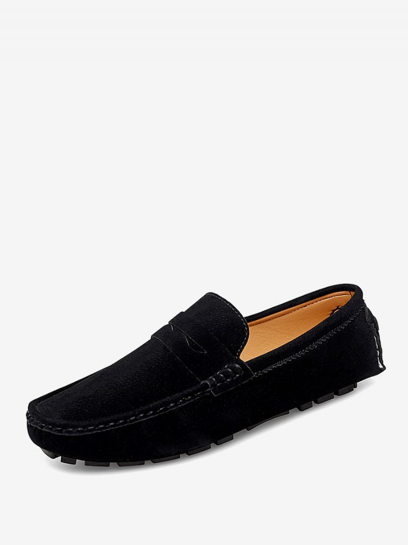 Loafer-kengät Miehille Pyöreävarvas-slip-on-ajokengät - Musta