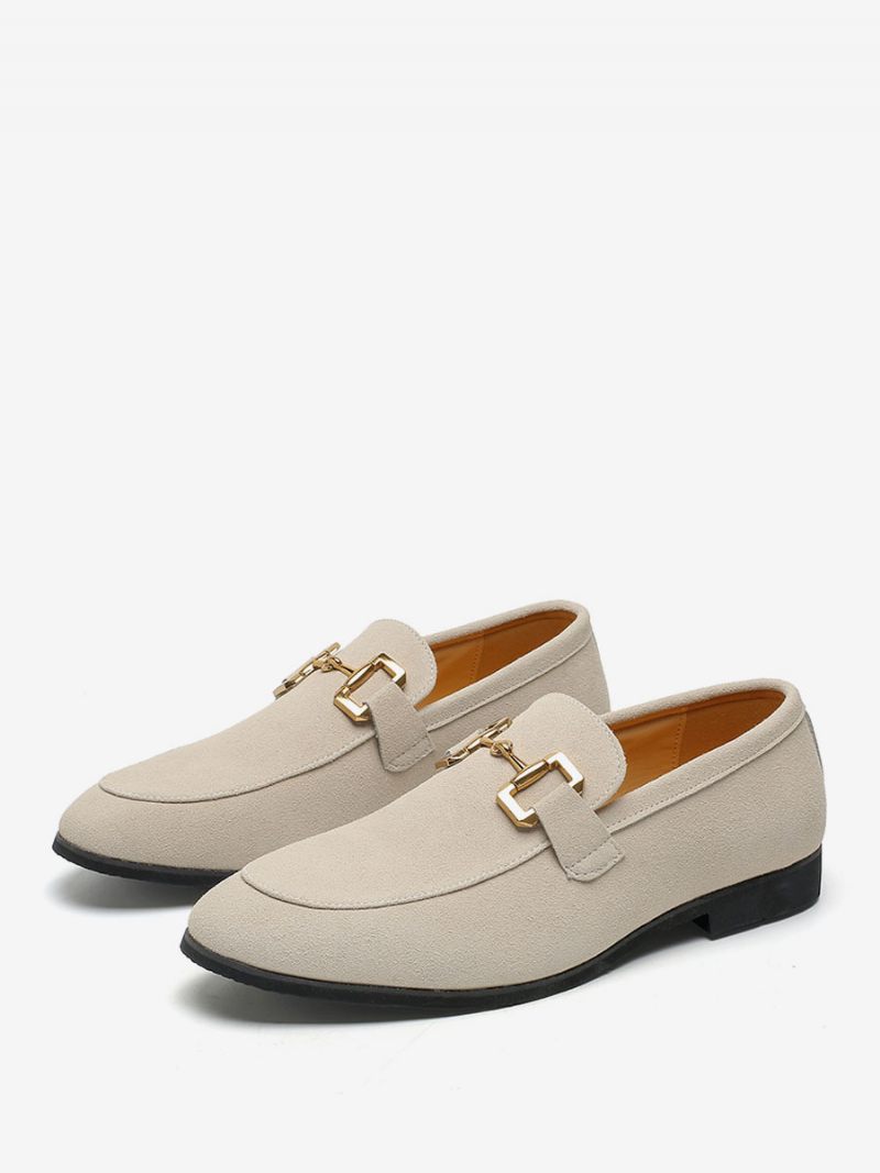 Loafer-kengät Miehille Slip-on Metalliset Yksityiskohdat Pyöreäkärkinen Pu-nahka - Kahvinruskea