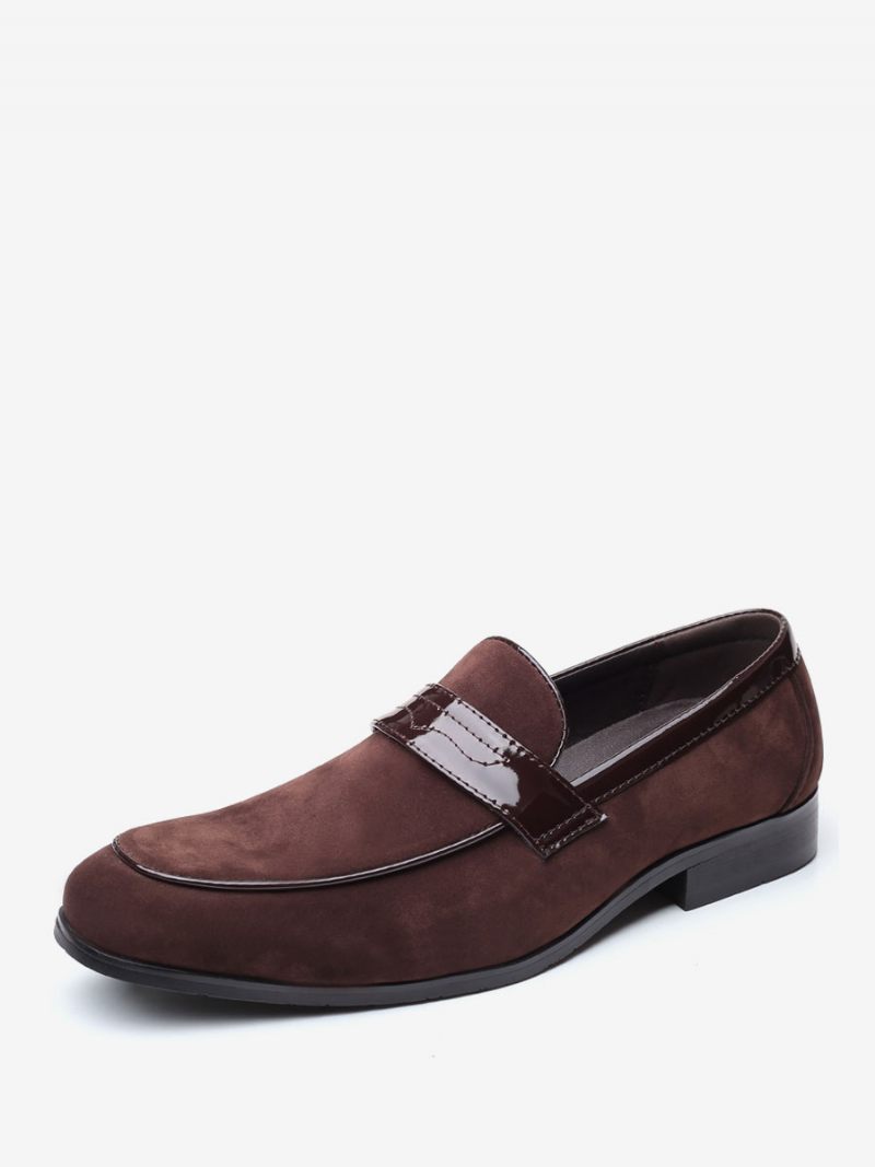 Loafer-kengät Miehille Slip-on Monk Strap Pyöreäkärkinen Pu-nahkaa - Kahvinruskea