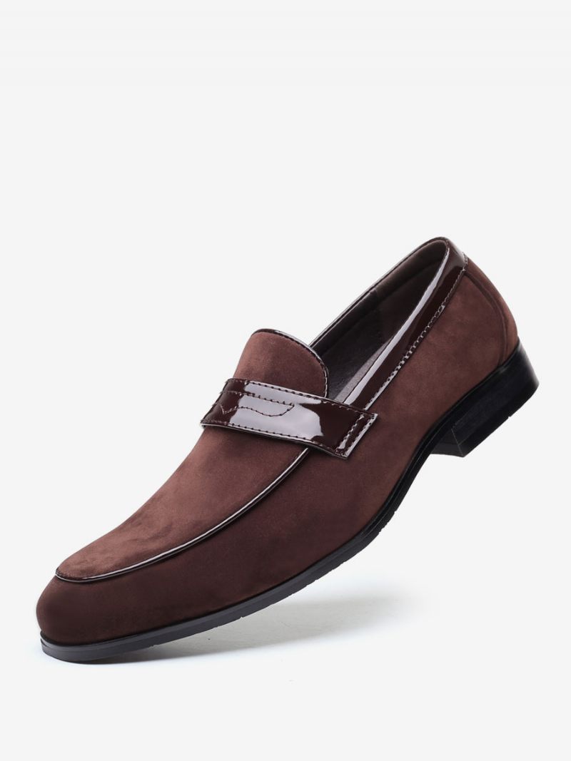 Loafer-kengät Miehille Slip-on Monk Strap Pyöreäkärkinen Pu-nahkaa - Kahvinruskea