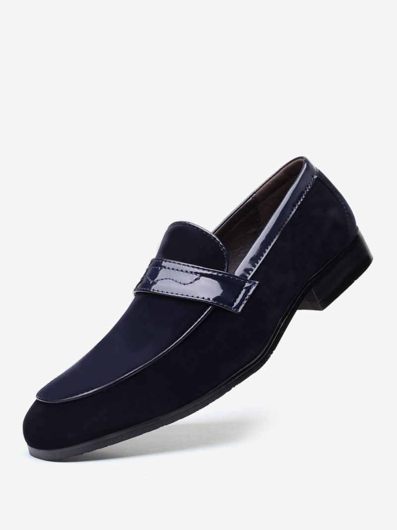 Loafer-kengät Miehille Slip-on Monk Strap Pyöreäkärkinen Pu-nahkaa - Sininen