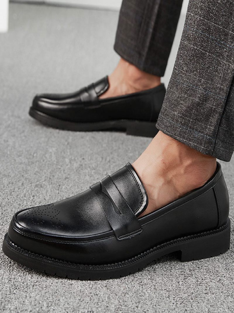 Miesten Brogues Penny Slip On Loafers -kengät - Musta