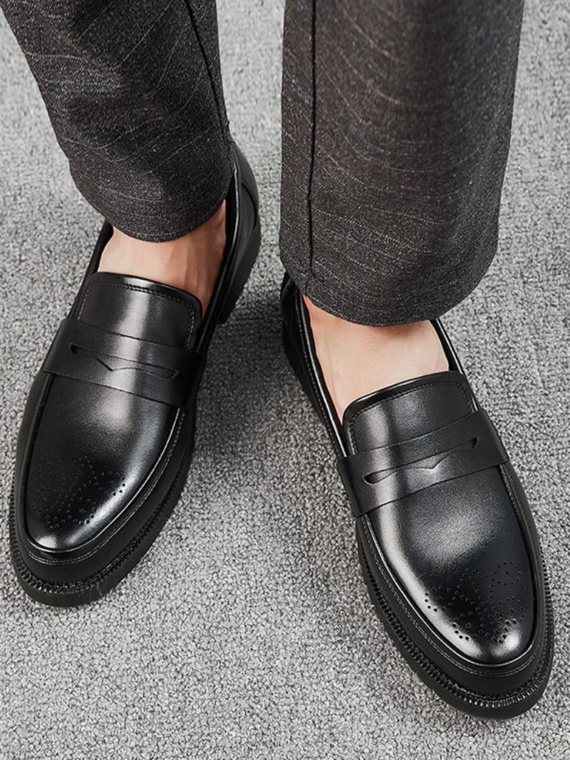 Miesten Brogues Penny Slip On Loafers -kengät - Musta