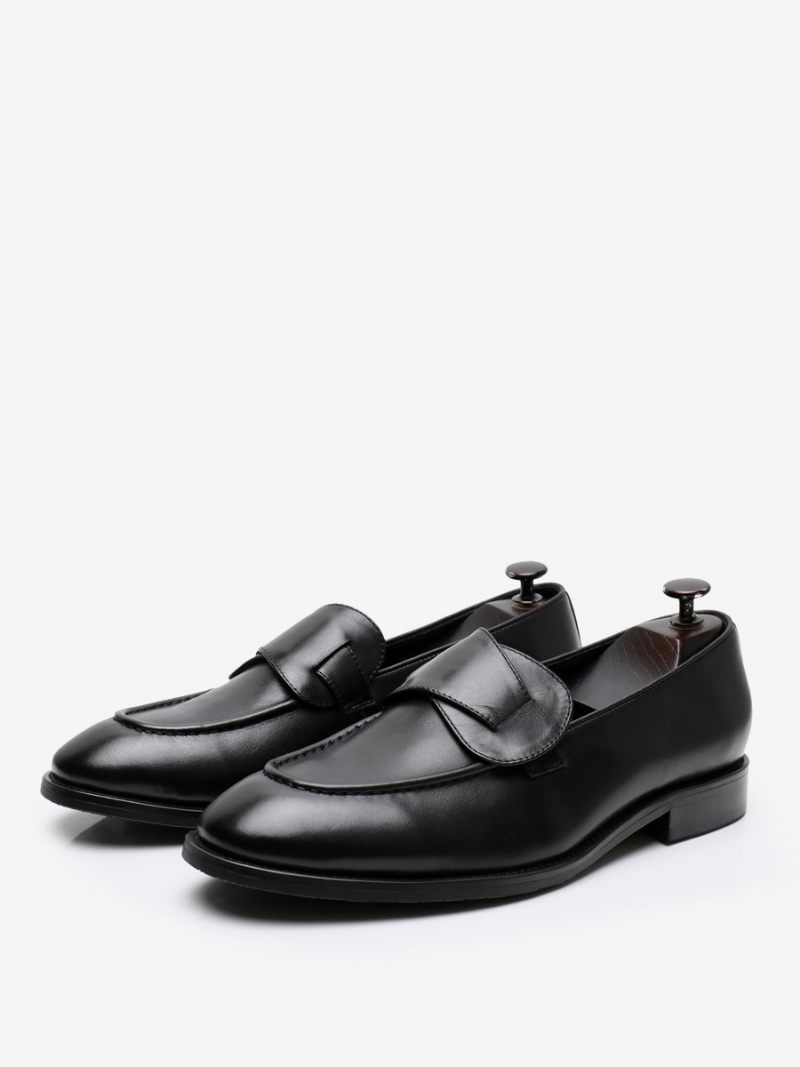 Miesten Lehmännahkaiset Slip-on Loafer Mokkanahkaiset Juhlakengät - Musta