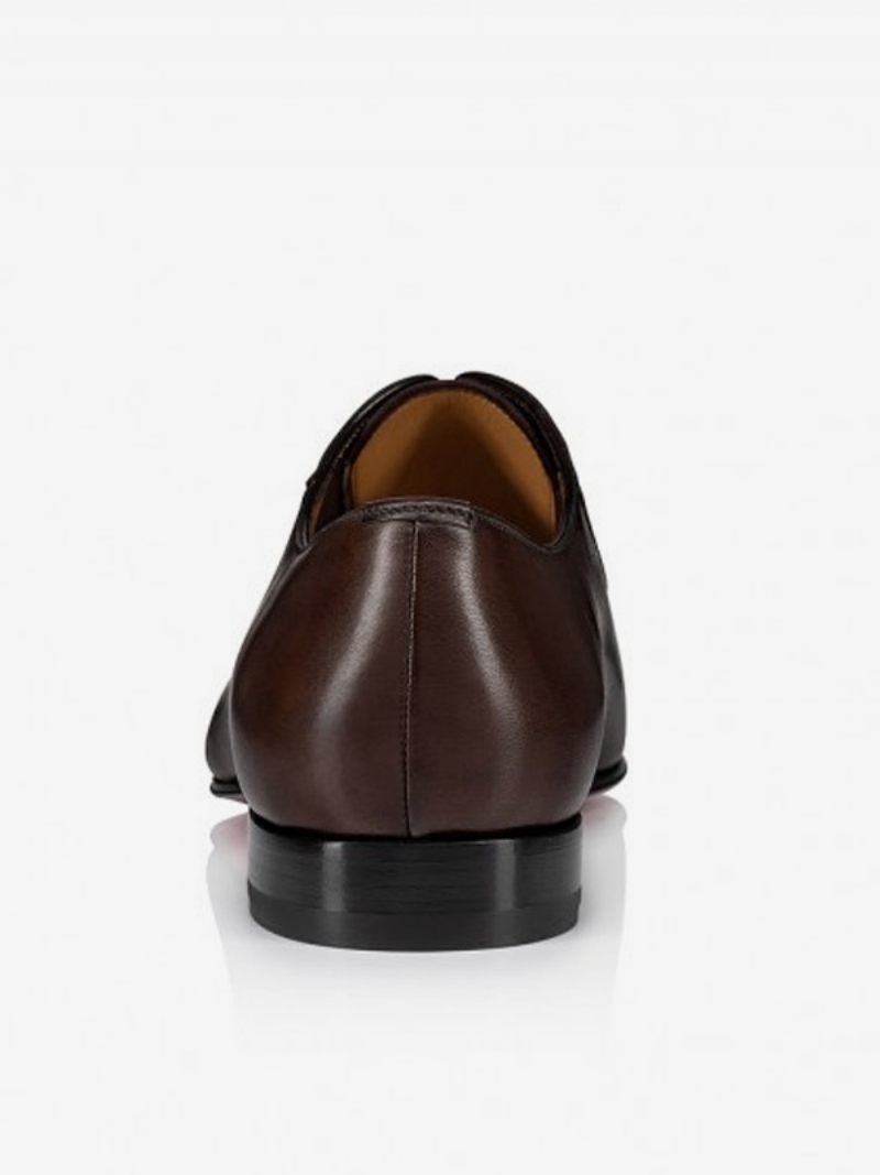 Miesten Loafer-kengät Pyöreäkärkiset Pu-nahkaiset Oxford Wedding Prom -kengät - Kahvi Ruskea