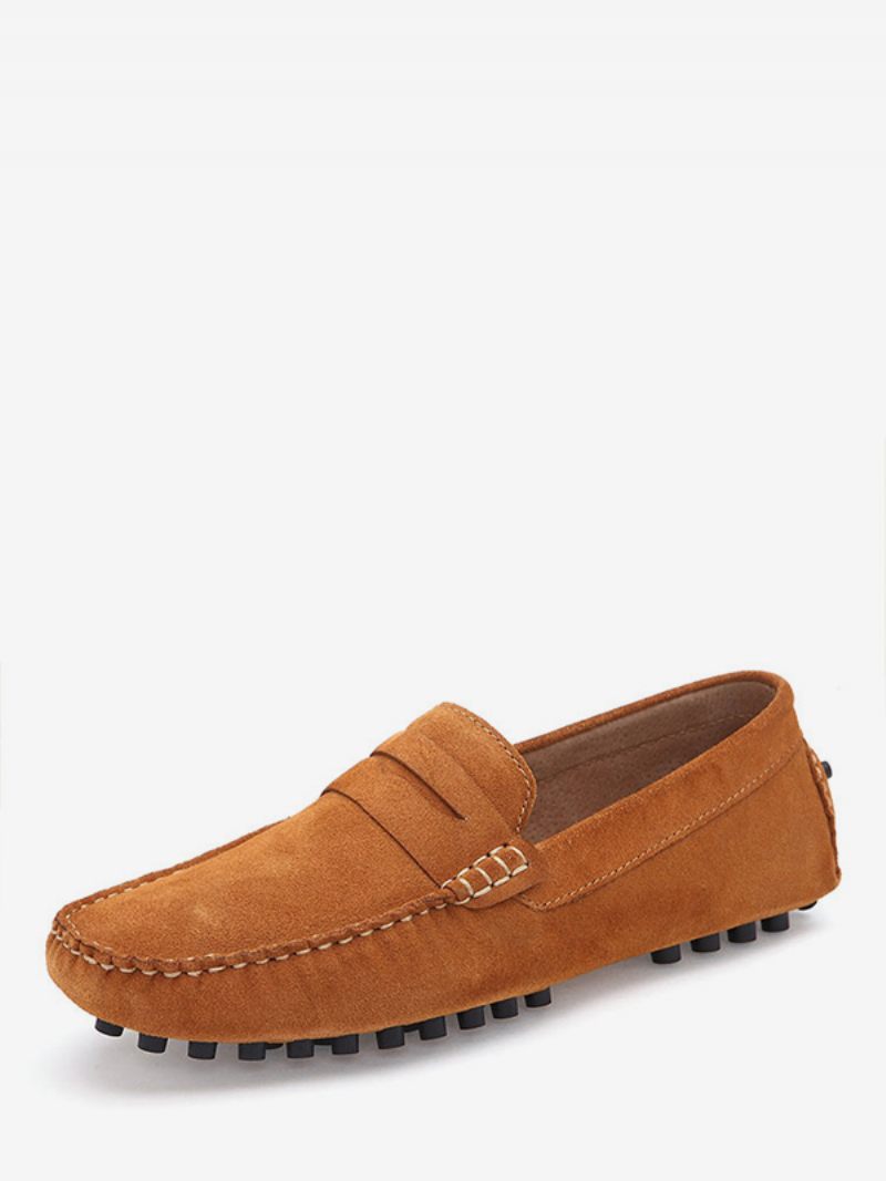 Miesten Loafer-kengät Slip-on Munkkihihna Pyöreäkärkinen Mokkanahka - Vaaleanruskea