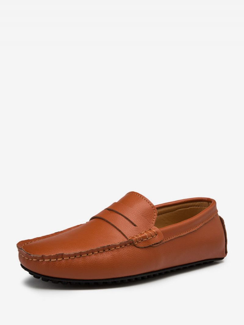 Miesten Loafer-kengät Slip-on Munkkihihna Pyöreäkärkiset Pu-nahkaiset Ajokengät - Kahvinruskea