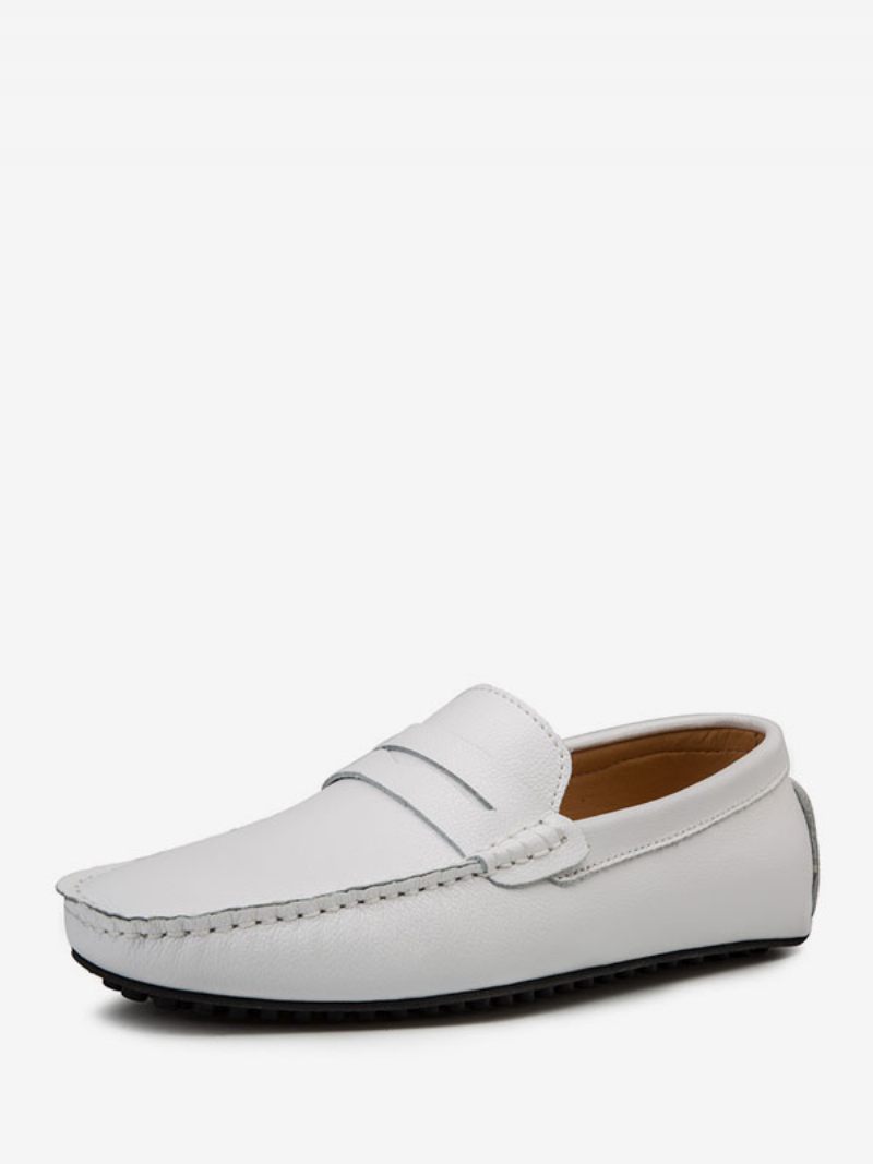 Miesten Loafer-kengät Slip-on Munkkihihna Pyöreäkärkiset Pu-nahkaiset Ajokengät - Valkoinen