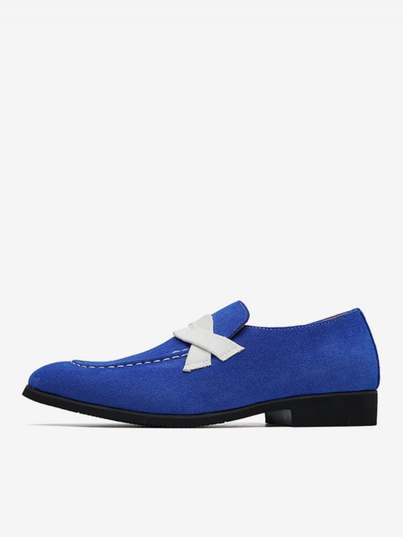 Miesten Loafer-kengät Slip-on Munkkihihna Väri Block Pyöreävarvas Pu-nahka Juhlakengät - Sininen