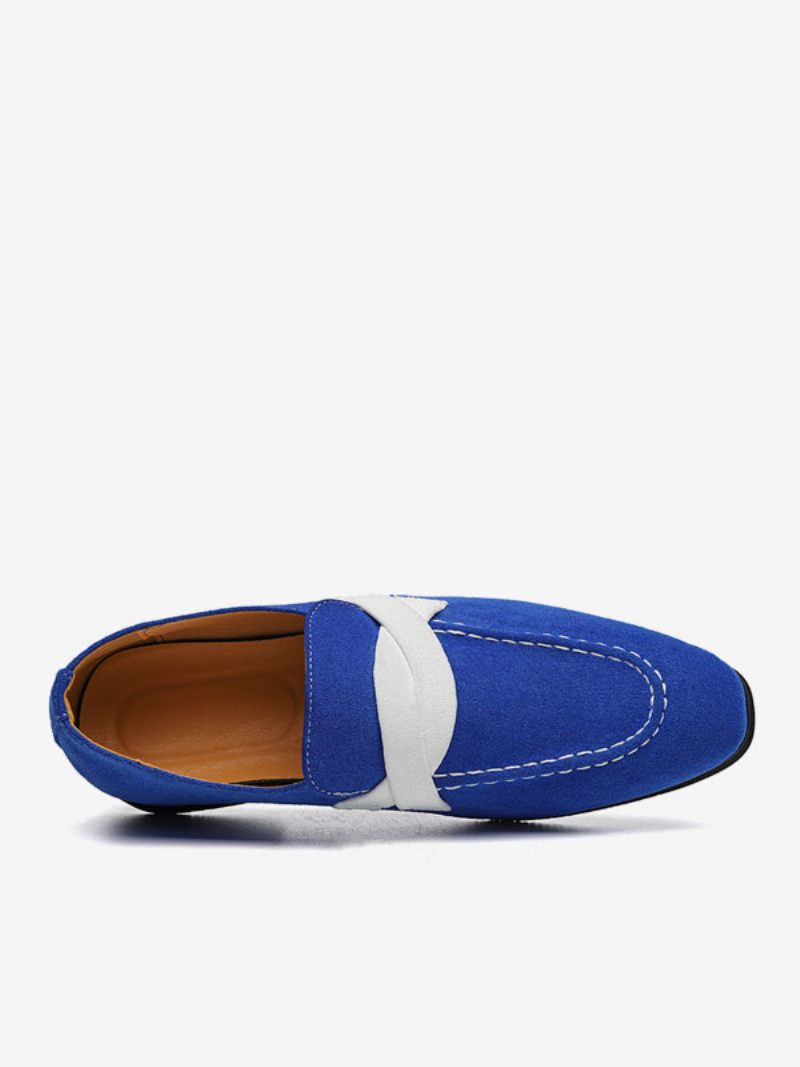 Miesten Loafer-kengät Slip-on Munkkihihna Väri Block Pyöreävarvas Pu-nahka Juhlakengät - Sininen