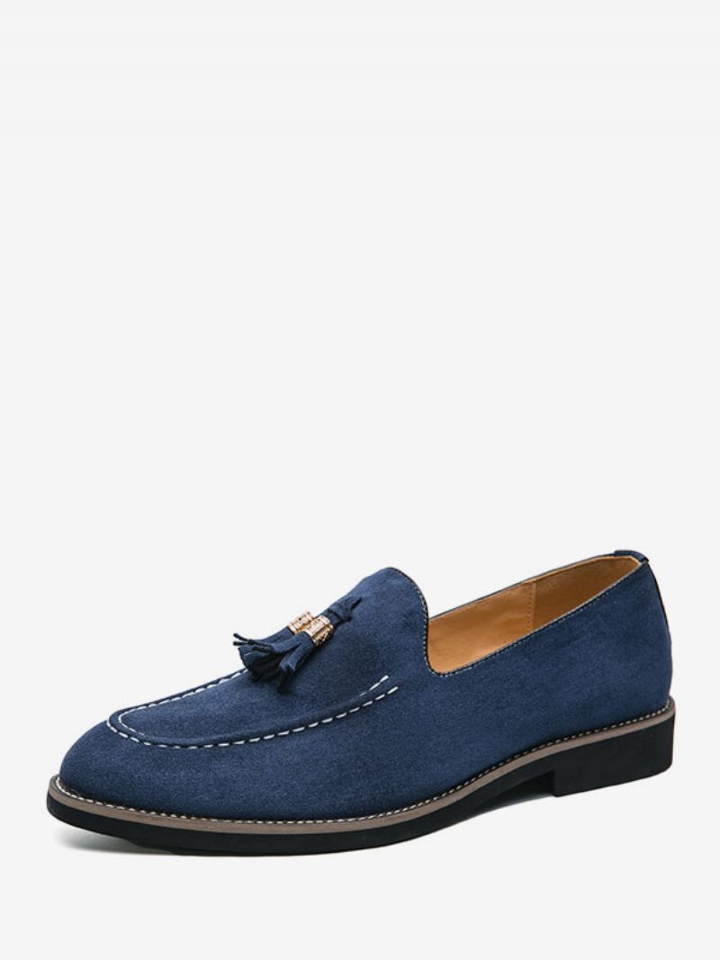 Miesten Loafer-kengät Slip-on Pom Poms Pyöreäkärkinen Pu-nahkaa - Sininen