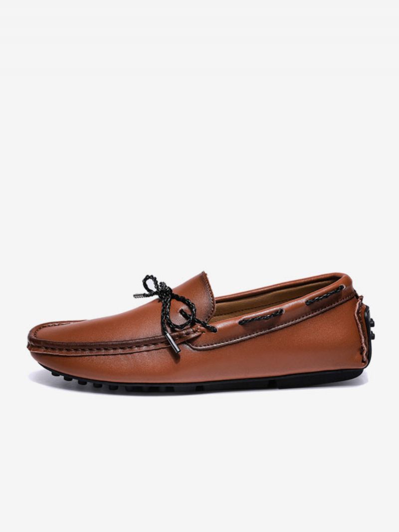 Miesten Loafer-kengät Slip-on Pyöreäkärkinen Pu-nahka - Kahvinruskea