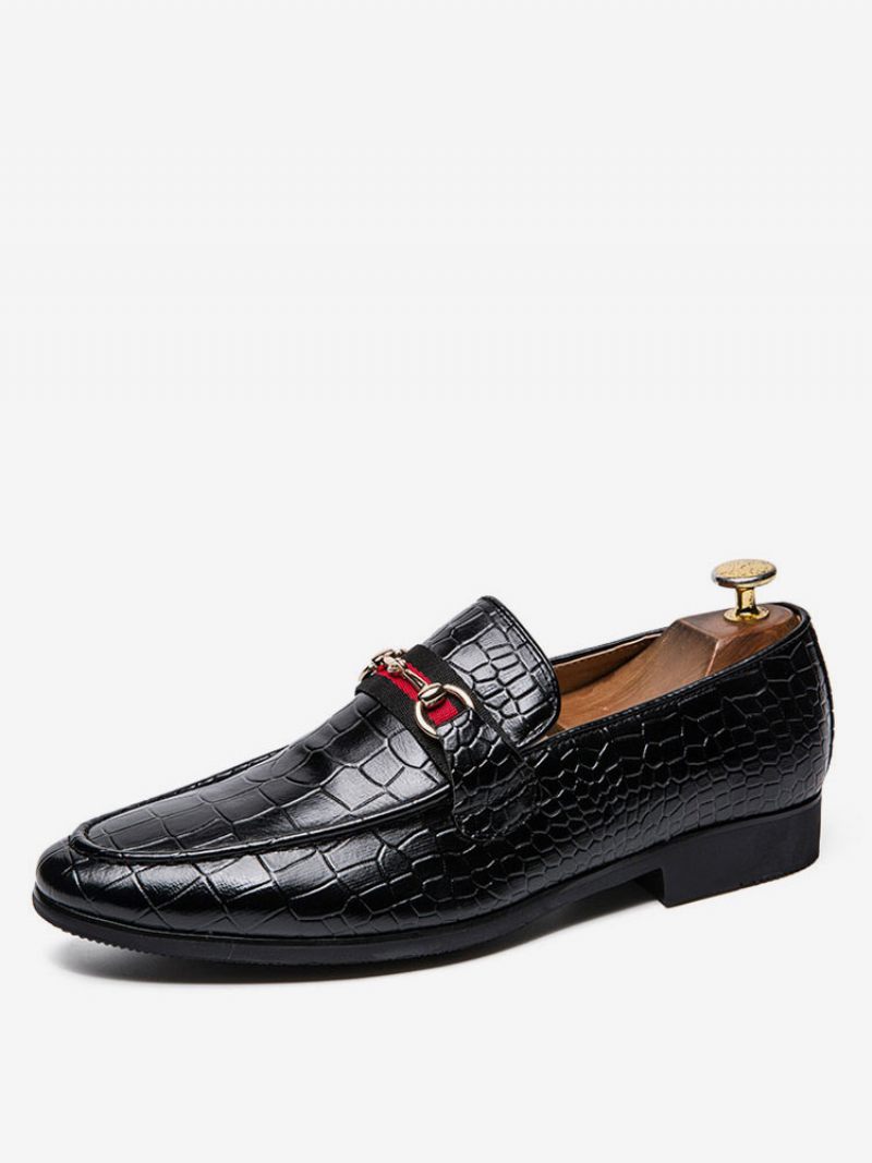 Miesten Loafer Prom Party Hääkengät Black Lizard Print Slip-on