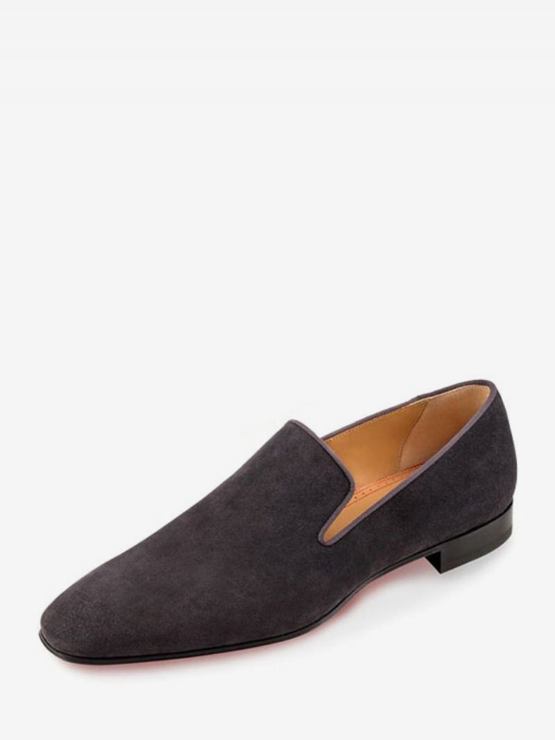 Miesten Loafer Prom Party Hääkengät Slip-on Square Toe Mokkanahka - Harmaa