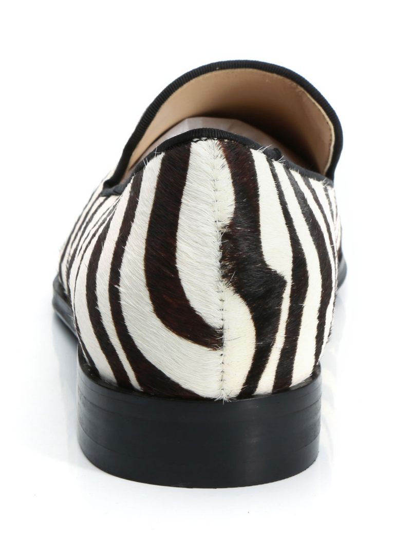 Miesten Loafer Prom Party Hääkengät Zebra Print Pyöreä Toe Slip On Rento - Valkoinen