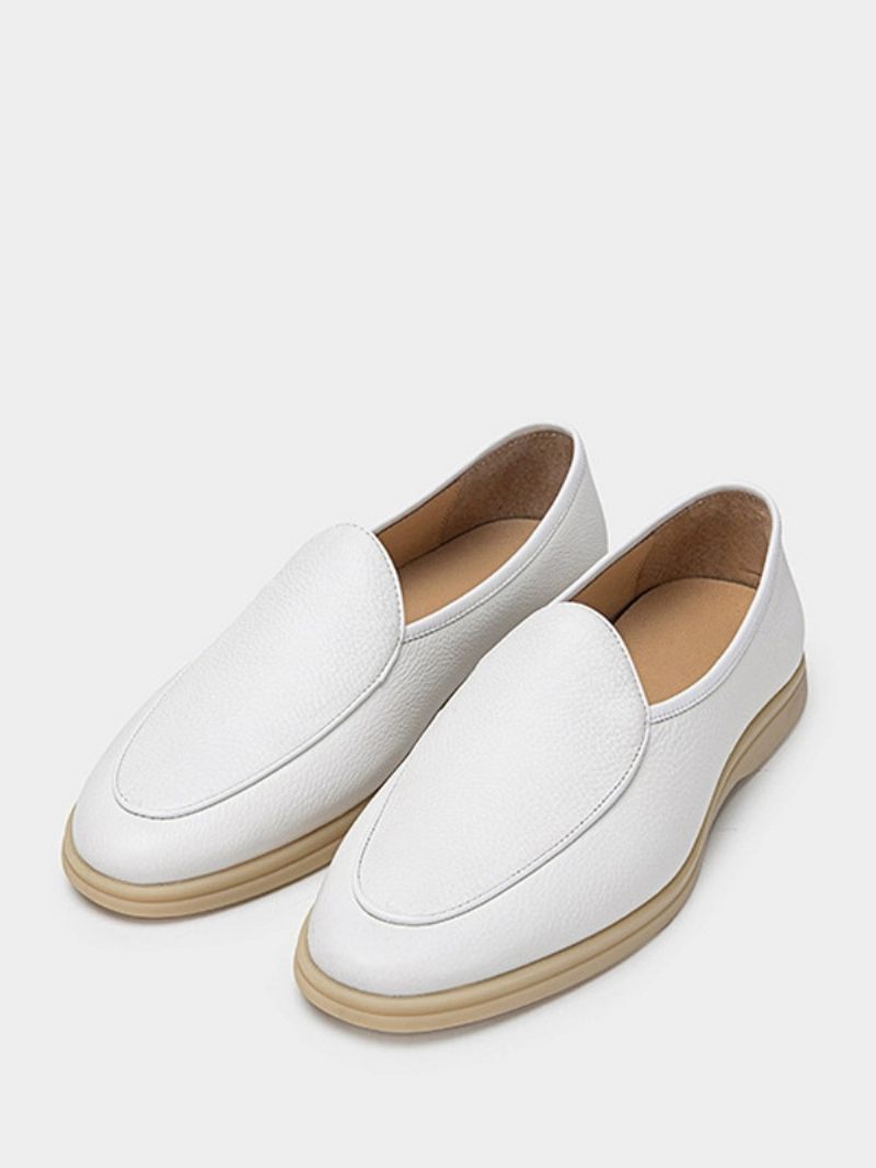 Miesten Loafer-slip-on Pyöreäkärkiset Lehmännahkaiset Kengät