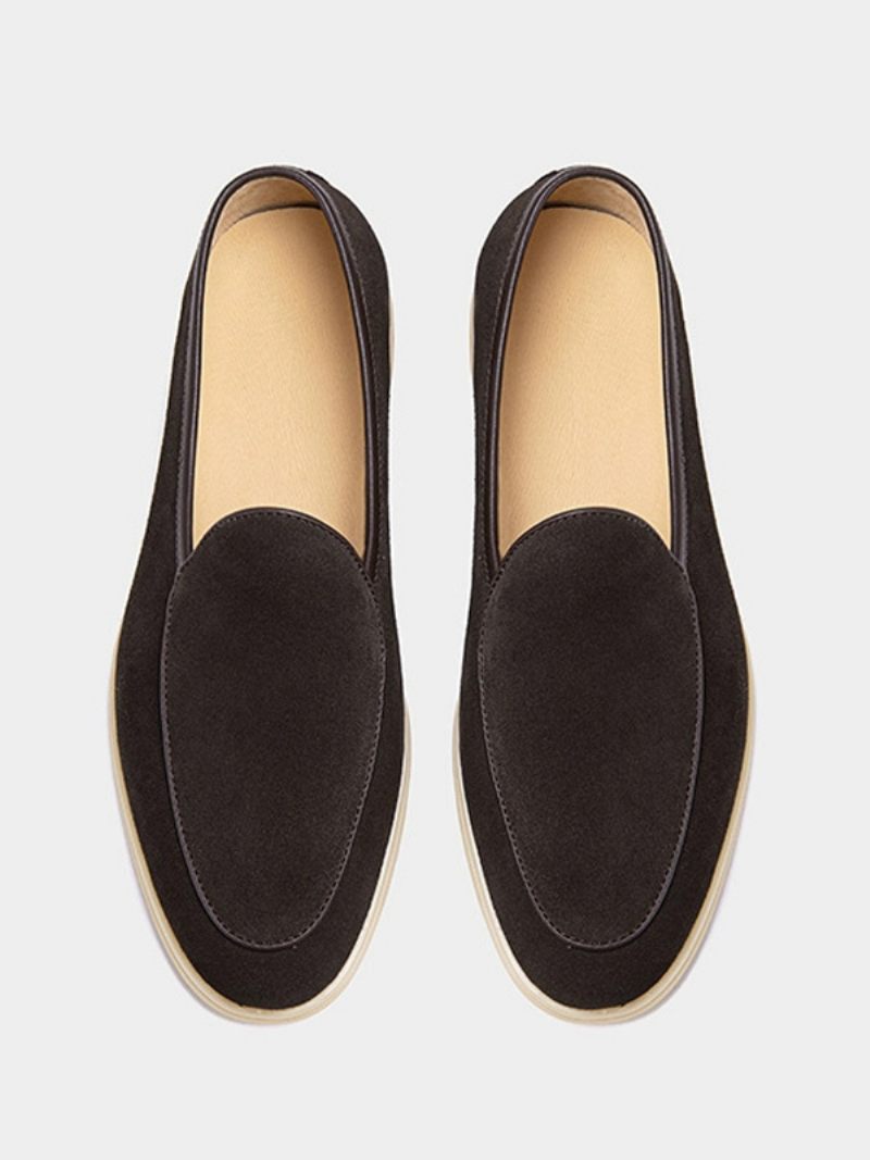 Miesten Loafer-slip-on Pyöreäkärkiset Lehmännahkaiset Kengät - Suklaa